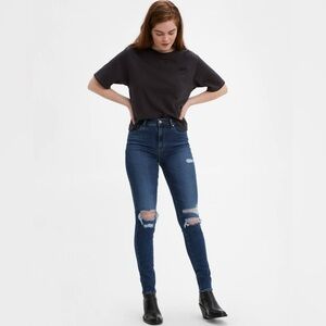 Levi’s Distressed High Rise Skinny Jeans Minimalist Everyday Moto Stretch